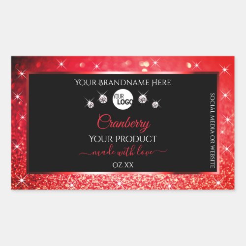 Black and Red Glitter Product Labels Logo Diamonds