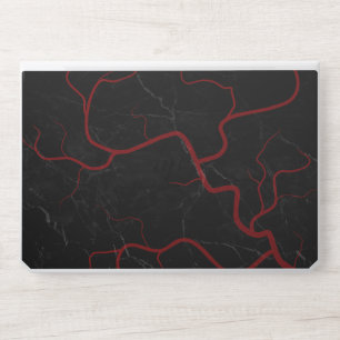 Black and red glitter Sparkle agate  marble HP Laptop Skin