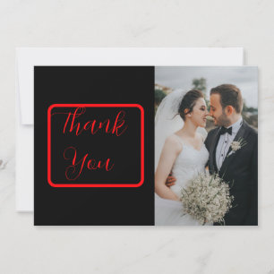 Black and Red Gothic Floral Dark Photo Thank You Card