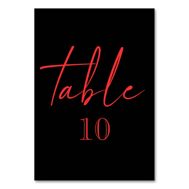 Black and Red Gothic Floral Dark Table Number (Front)