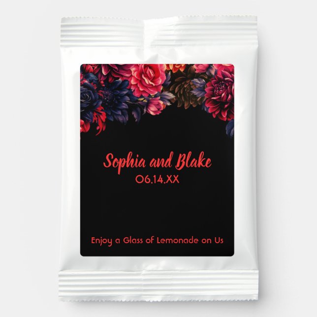 Black and Red Gothic Floral Lemonade Drink Mix (Front)