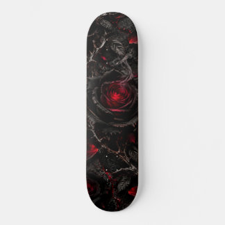 Black and Red Gothic Rose Smoke Thorns Skateboard