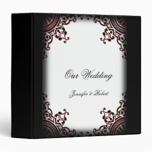 Black and Red Gothic Scroll Wedding Binder