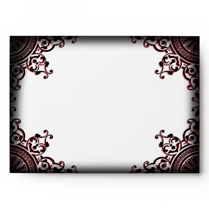 Black and Red Gothic Scroll Wedding Envelope