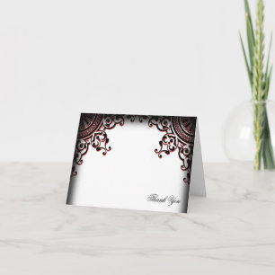 Black and Red Gothic Scroll Wedding Thank You
