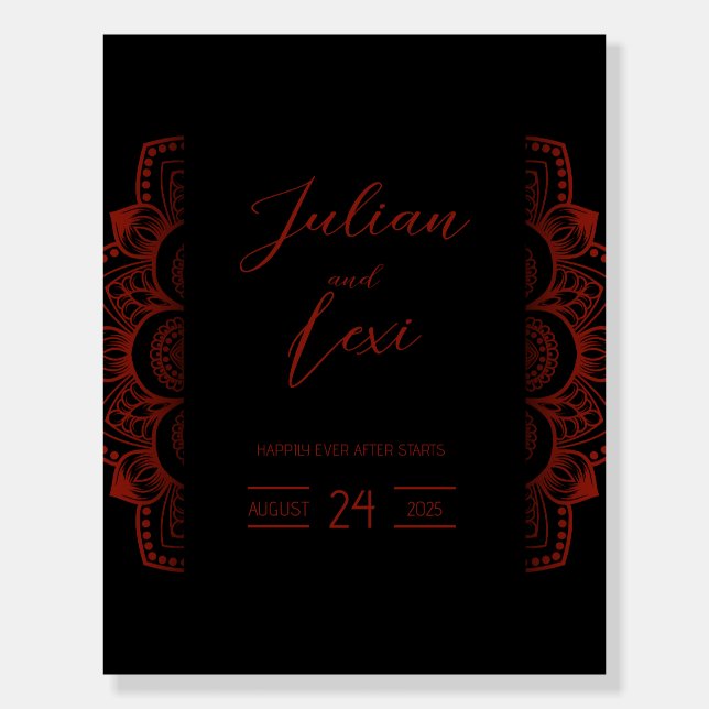 Black and Red Gothic Wedding Hallowedding Foam Board (Front)