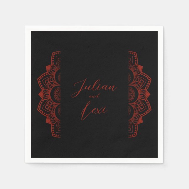 Black and Red Gothic Wedding Hallowedding Napkins (Front)