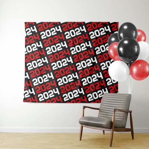 Black and Red Graduation Backdrop