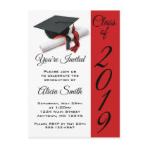 Black and Red Graduation Cap and Tassel Invitation Black and Red Graduation Cap and Tassel Invitation
