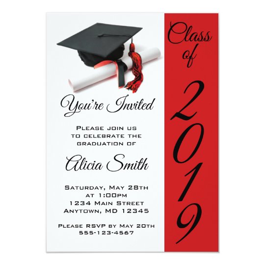 Black and Red Graduation Cap and Tassel Invitation | Zazzle.com