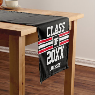 Black and Red Graduation Custom Short Table Runner