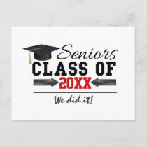 Black and Red Graduation Gear Announcement Postcard