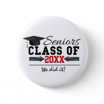Black and Red Graduation Gear Button