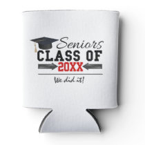 Black and Red Graduation Gear Can Cooler
