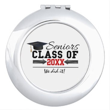 Black and Red Graduation Gear Compact Mirror