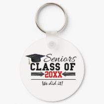 Black and Red Graduation Gear Keychain