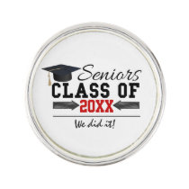 Black and Red Graduation Gear Lapel Pin