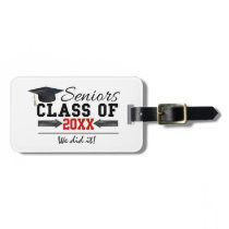Black and Red Graduation Gear Luggage Tag