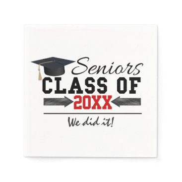 Black and Red Graduation Gear Paper Napkins