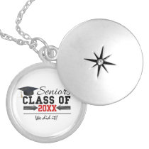 Black and Red Graduation Gear Silver Plated Necklace