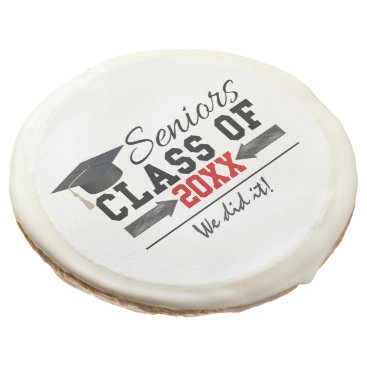 Black and Red Graduation Gear Sugar Cookie