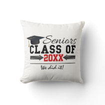 Black and Red Graduation Gear Throw Pillow
