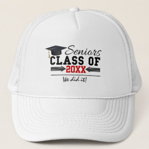 Black and Red Graduation Gear Trucker Hat