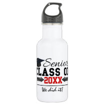 Black and Red Graduation Gear Water Bottle