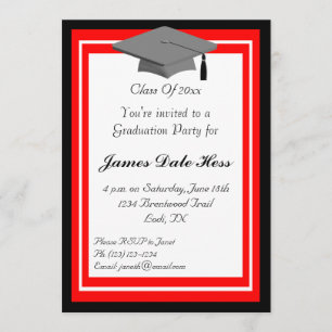 Black And Red Graduation Party Invitation
