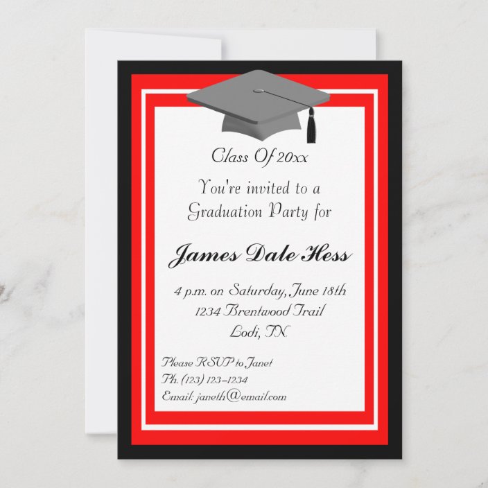 Black And Red Graduation Party Invitation | Zazzle.com