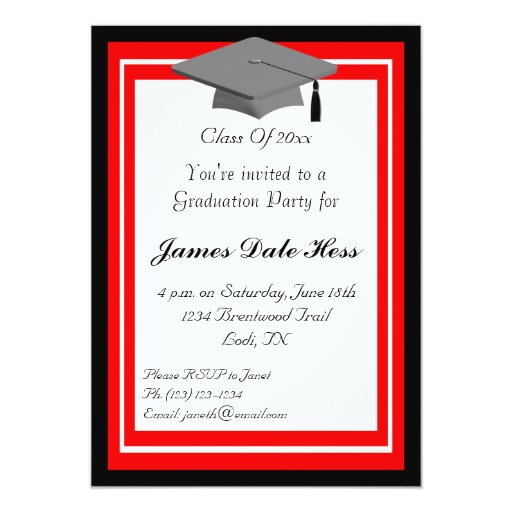 Black And Red Graduation Party Invitation | Zazzle