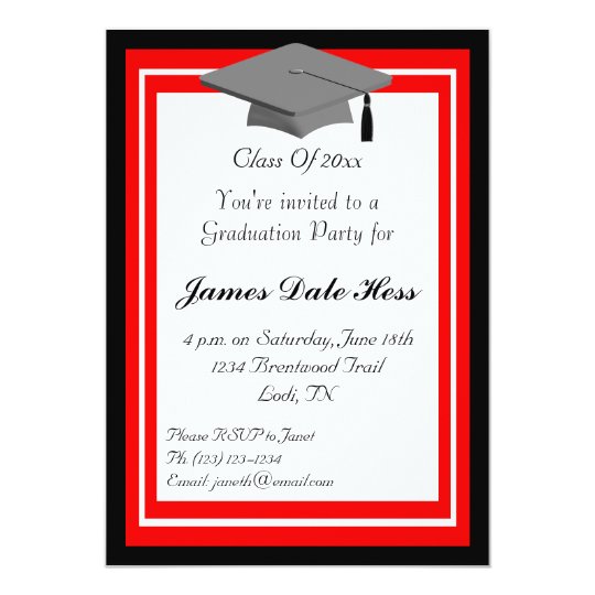 Black And Red Graduation Party Invitation | Zazzle.com