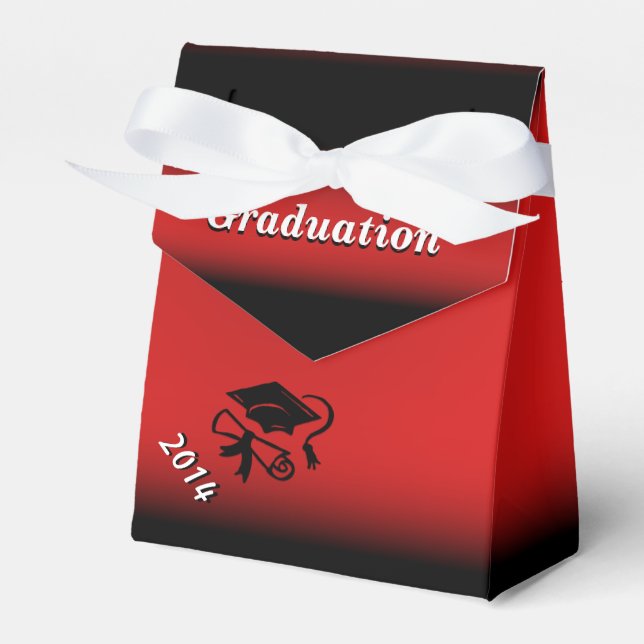 Black and Red Graduation Personalized Favor Box (Front Side)