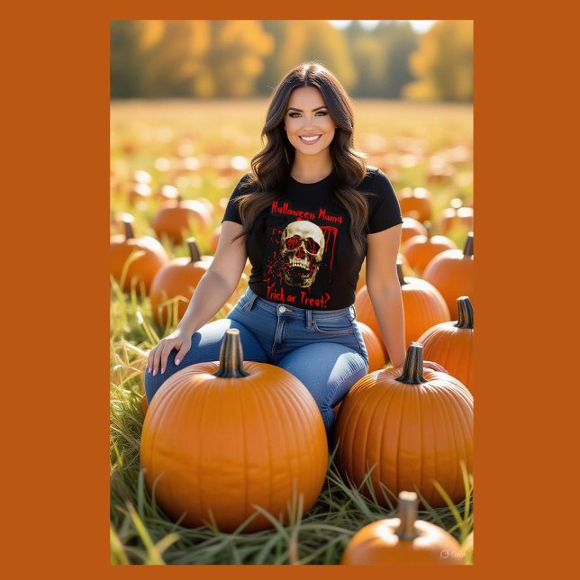Black and Red Halloween Mama Skull T-Shirt (Creator Uploaded)