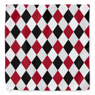 Black and Red Harlequin Diamond Pattern Bandana