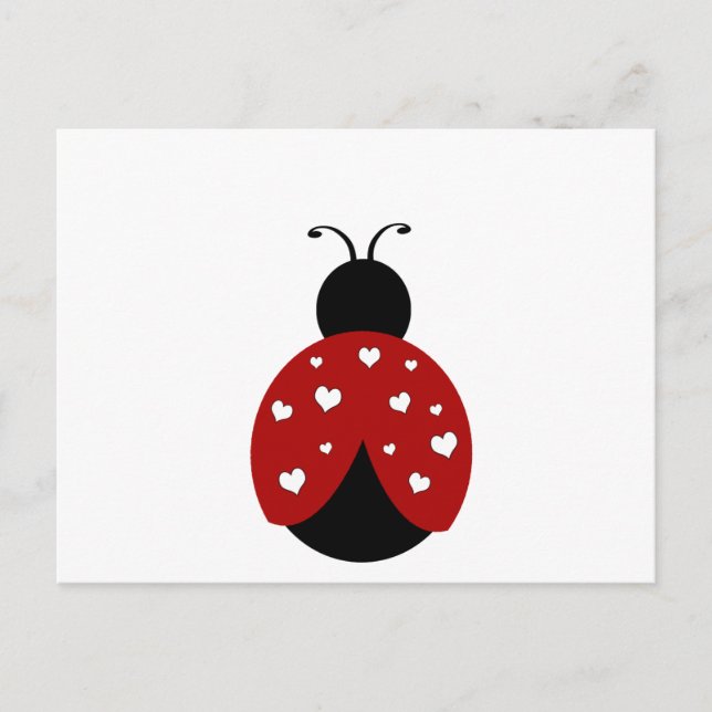 Black and Red Heart Ladybug Postcard (Front)