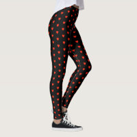 Black and Red Heart Leggings