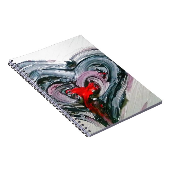 Black and Red Heart Notepad Notebook (Right Side)