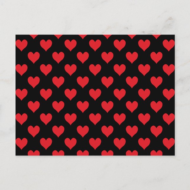 Black and Red Heart Pattern Postcard (Front)