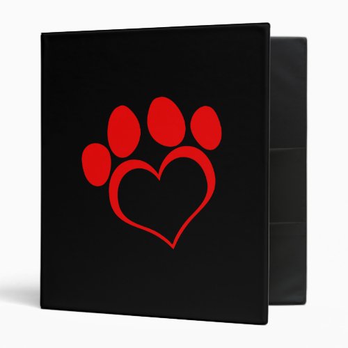 Black and Red Heart Paw Binder