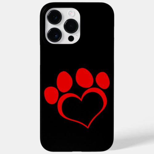 Black and Red Heart Paw Case_Mate iPhone 14 Pro Max Case