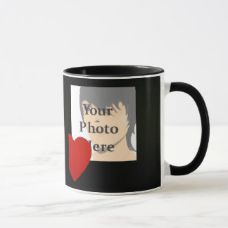 Black and Red Heart Photo Frame Mug