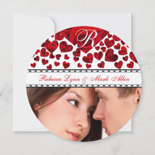 Black and Red Heart Roses Wedding Save the Date