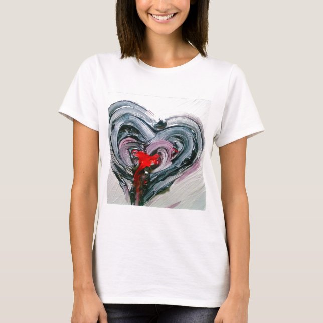 Black and red heart T T-Shirt (Front)