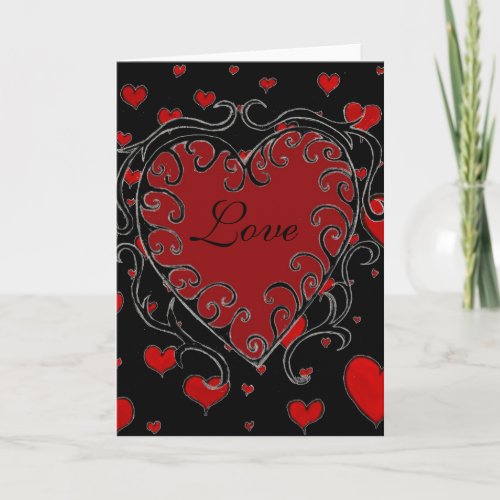 Black and Red Heart Valentine Card