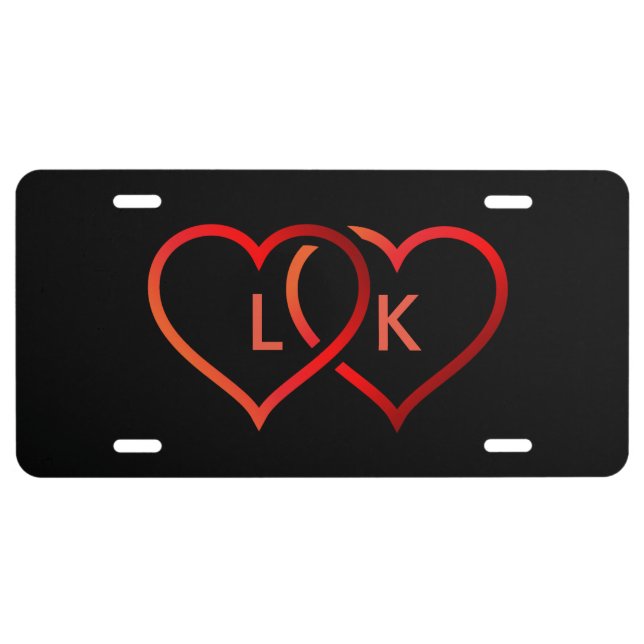 Black And Red Hearts License Plate (Front)