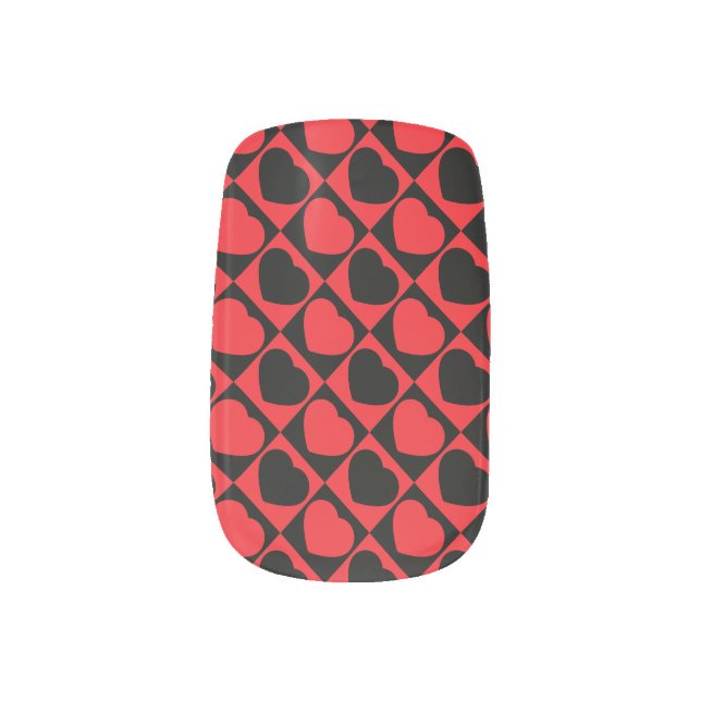 black and red hearts minx nail art (Left Thumb)