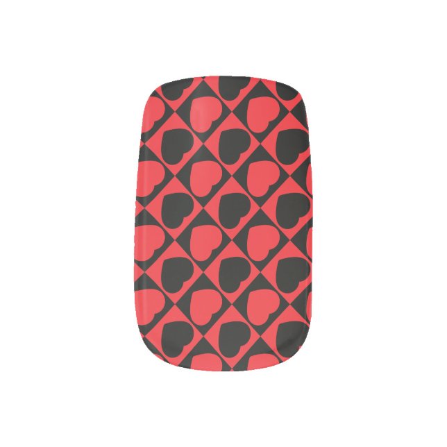 black and red hearts minx nail art (Left Thumb)