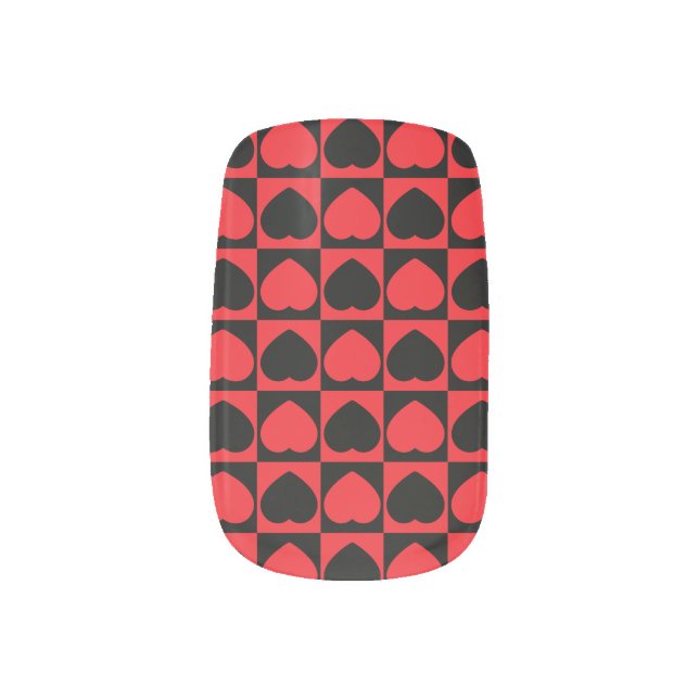 black and red hearts minx nail art (Left Thumb)