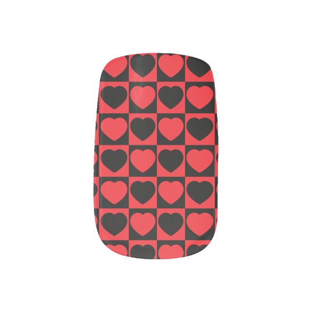 black and red hearts minx nail art (Left Thumb)